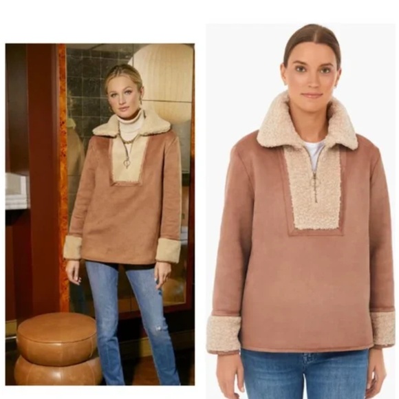 Tuckernuck | Stella Camel Shearling 1/4 Zip Sherpa Jacket Size S - Picture 2 of 6